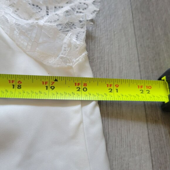 Elegant Shein White Blouse With Lace Sleeves & Tie Neck Design NWT - Picture 10 of 11